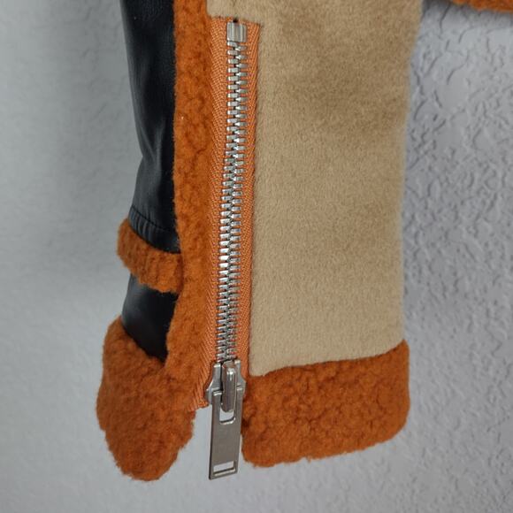 Jonathan Simkhai Adelyn Virgin Wool Sherpa Bomber Aviator Color Block Jacket XS - Picture 14 of 16